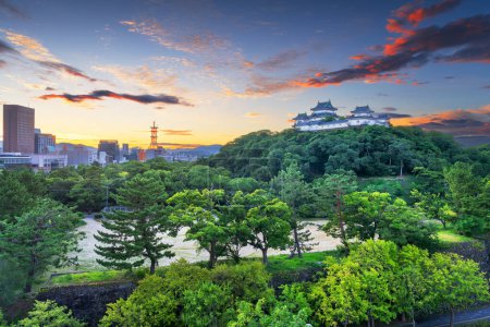 Photo for Wakayama, Japan  with the hilltop Wakayama Castle at dawn. - Royalty Free Image