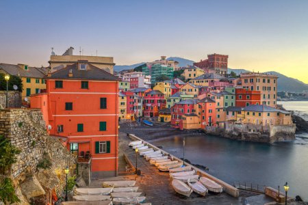 Photo for The old fishing village of  Boccadasse, Genoa, Italy at dawn. - Royalty Free Image