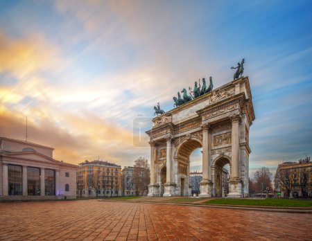 Photo for Porta Sempione in Milan, Italy at dawn. - Royalty Free Image