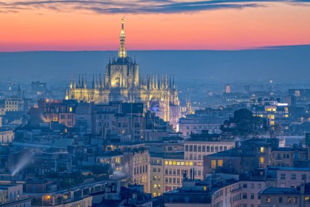 Photo for Milan, Italy cityscape with the Duomo at dusk. - Royalty Free Image