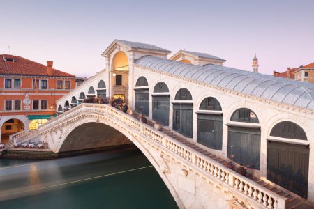 Photo for Venice, Italy at the Rialto Bridge over the Grand Canal at dusk. - Royalty Free Image