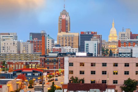 Photo for Lansing, Michigan, USA downtown city skyline at twilight. - Royalty Free Image