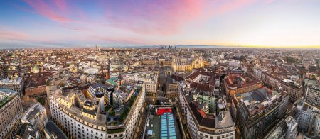 Photo for Milan, Italy Cityscape with the cathedral from above at dawn. - Royalty Free Image