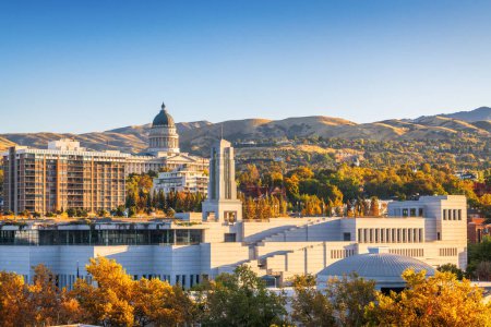 Photo for Salt Lake City, Utah, USA Autumn Cityscape with the Capitol. - Royalty Free Image