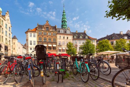 Bicycle parking in Old town of Copenhagen, capital of Denmark