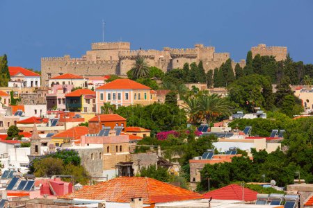 Panoramic View of Rhodes Old Town and the Palace of Grand Master, Dodecanese islands, Greece