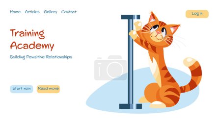 Conceptos vectoriales modernos para el sitio web: entrenamiento y comportamiento de gatos