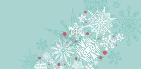 Festive Christmas background design. Different types of  retro snowflakes. Vector