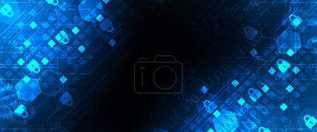 Photo for Secure digital background. Virtual confidential, programming protection. Hand drawn vector. - Royalty Free Image