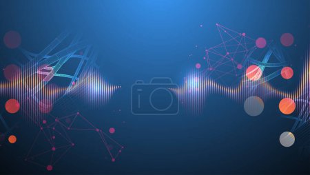 Photo for Vector abstract background with a wireframe dynamic pipes, line and particles inside circle. - Royalty Free Image