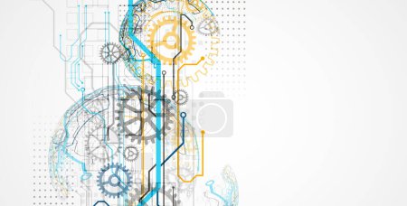 Photo for Abstract technology concept. Circuit board, high computer color background. Vector illustration with space for content, web - template, business tech presentation. - Royalty Free Image