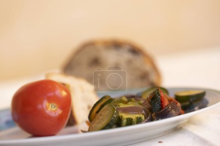 fresh tomato courgettes with onion