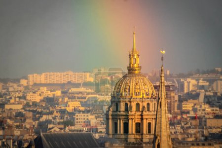 Photo for Paris, france - october 1 1, 2 0 1 7 : view of the city of paris, france. the rainbow is a tower of - Royalty Free Image