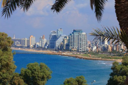 Photo for South Tel Aviv skyline seen from Jaffa. City of Tel Aviv, Israel. - Royalty Free Image