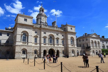 Photo for LONDON, UK - JULY 6, 2016: People visit Horse Guards Parade in London. The square is a vast, gravel-surfaced royal parade ground with a daily changing of the guard. - Royalty Free Image