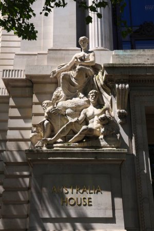 Photo for LONDON, UK - JULY 6, 2016: Statue The Prosperity of Australia in facade of Australia House in London, UK. The High Commission of Australia is the country's diplomatic mission in the UK. - Royalty Free Image