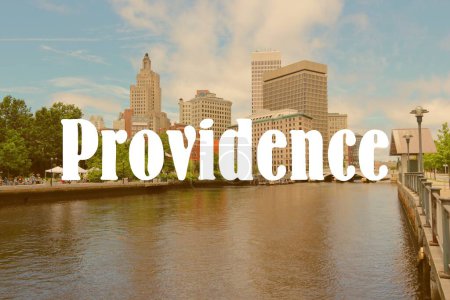 Téléchargez les photos : Providence, Rhode Island. Nom de la ville carte postale photo moderne. Voyage destination texte mot titre carte. - en image libre de droit