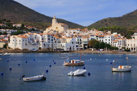 Photo for Cadaques fishing harbor in Spain. White town in Alt Emporda county of Catalonia, Spain. - Royalty Free Image