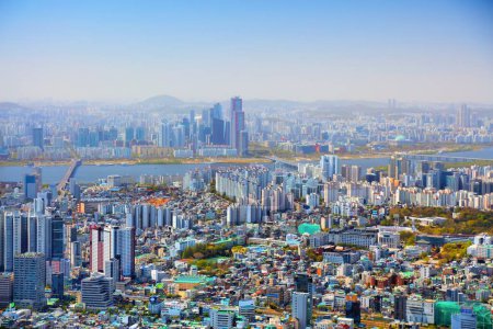 Téléchargez les photos : SEOUL, CORÉE DU SUD - 8 AVRIL 2023 : Paysage urbain de Séoul en Corée du Sud. Paysage urbain des districts de Mapo-gu et Yeongdeungpo-gu. - en image libre de droit