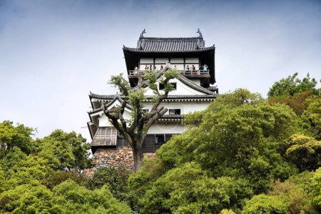 Foto de INUYAMA, JAPÓN - 3 DE MAYO DE 2012: La gente visita el Castillo de Inuyama en Japón. El castillo está designado como Sitio Histórico Nacional y Tesoro Nacional de Japón. - Imagen libre de derechos