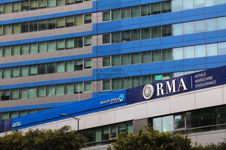 Photo for CASABLANCA, MOROCCO - FEBRUARY 22, 2022: RMA (Royale Marocaine d'Assurance) insurance company building in Casablanca, Morocco. RMA is one of largest insurance companies in Africa. - Royalty Free Image