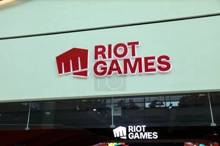 Photo for SEOUL, SOUTH KOREA - APRIL 10, 2023: Riot Games arcade in Seoul Incheon Airport. Riot Games is the developer of League of Legends and Valorant. - Royalty Free Image