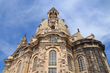 Photo for German architecture. Dresden Frauenkirche church. Religious landmark of Dresden, Germany. - Royalty Free Image