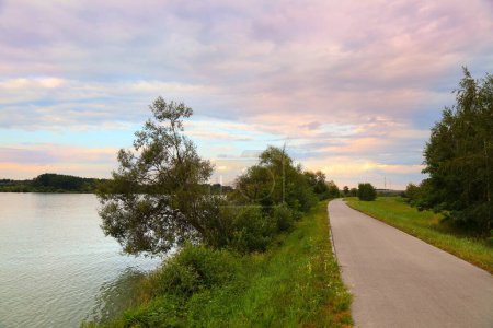 Danube Cycle Path (Donauradweg) in Wachau region. Long distance bicycle route in Krems, Austria.