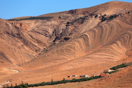 Anti-Atlas mountains in Taroudant Province, Morocco. Fantastic folded rock layers.
