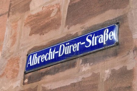 Nuremberg city, Germany. Sign with street name - Albrecht Durer Strasse. Albrecht Durer was a German Renaissance painter.