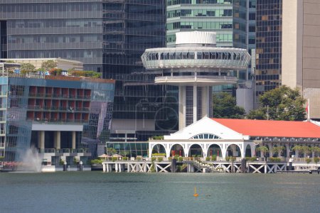 Singapore City downtown core Clifford Pier area cityscape view.