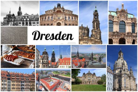Dresden, Germany postcard - travel place landmark photo collage.
