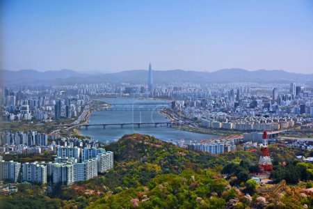 Seoul cityscape in South Korea. City landscape of Seongdong-gu and Gangnam districts.