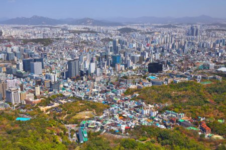 Seoul cityscape in South Korea. City landscape of Jung-gu, Chungmuro and Jangchung-dong districts.