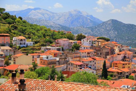 Dorgali town in Sardinia island, Italy. Townscape in Province of Nuoro.