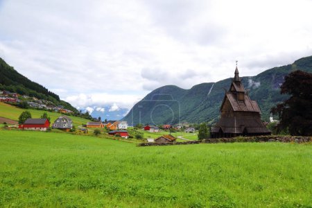 Norway landmark - Hopperstad stave church (stavkirke). Wooden medieval landmark of Vik Municipality