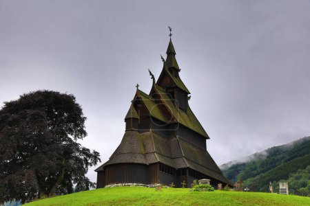 Norway landmark - Hopperstad stave church (stavkirke). Wooden medieval landmark of Vik Municipality
