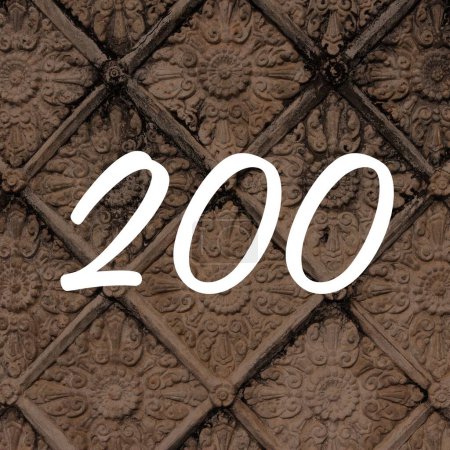 200 number sign. 200 milestone banner for social media. Number of likes, fans or followers celebration.