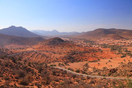 Anti-Atlas mountains landscape near Tafraoute, Morocco.