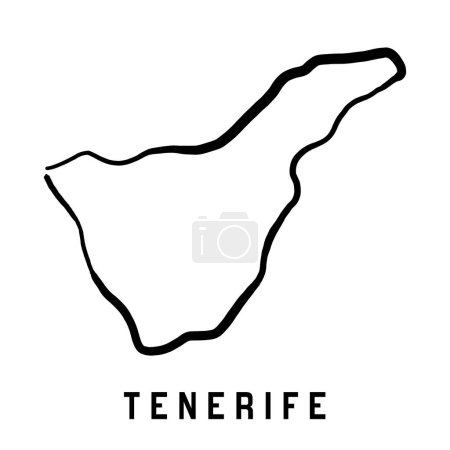Illustration for Tenerife island map simple outline. Vector hand drawn simplified style map. - Royalty Free Image