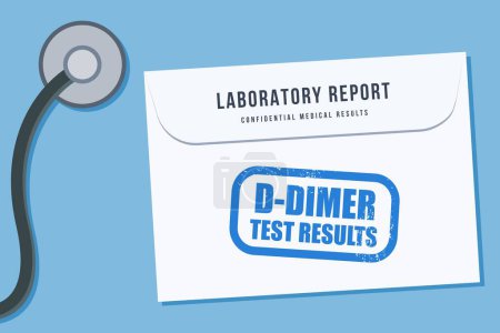 Illustration for D-Dimer blood test results envelope. Medical laboratory health screening report - vector illustration. - Royalty Free Image