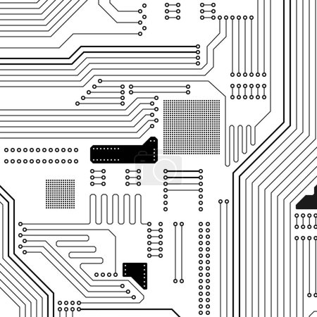 Illustration for Electronic circuit board background black and white. Technology design abstract concept vector illustration. Vector background. - Royalty Free Image
