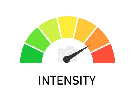 Ilustración de Intensity meter. Intensity level concept for your project. Isolated vector object illustration. - Imagen libre de derechos
