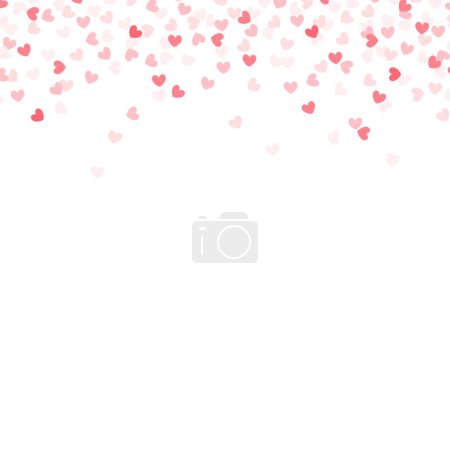 Hearts confetti empty square banner or poster for social media. Valentine's Day heart confetti border with copy space.