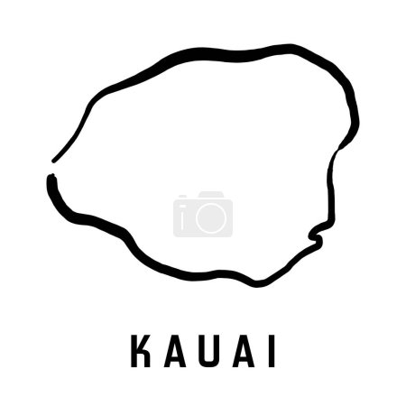 Illustration for Kauai island map of Hawaii. Simple outline. Vector hand drawn simplified style map. - Royalty Free Image
