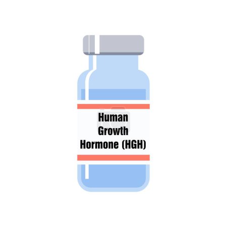 Ilustración de Vial de medicamentos para la hormona de crecimiento humano (HGH). También conocida como somatotropina. - Imagen libre de derechos