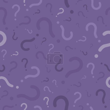Question marks seamless vector background. Question mark texture for online survey or quiz. Violet color.