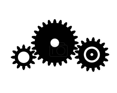 Illustration for Gears isolated icon. Three cogwheels vector flat design icon. Mechanical engineering vector. - Royalty Free Image