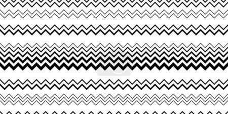 Illustration for Seamless pattern chevrons. Retro fashion zigzag vector texture. Fabric pattern design. Black and white. - Royalty Free Image