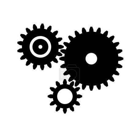 Illustration for Cogwheel vector illustration. Three cog wheel gears - mechanical engineering technology. Useful for software settings or configuration icon. - Royalty Free Image